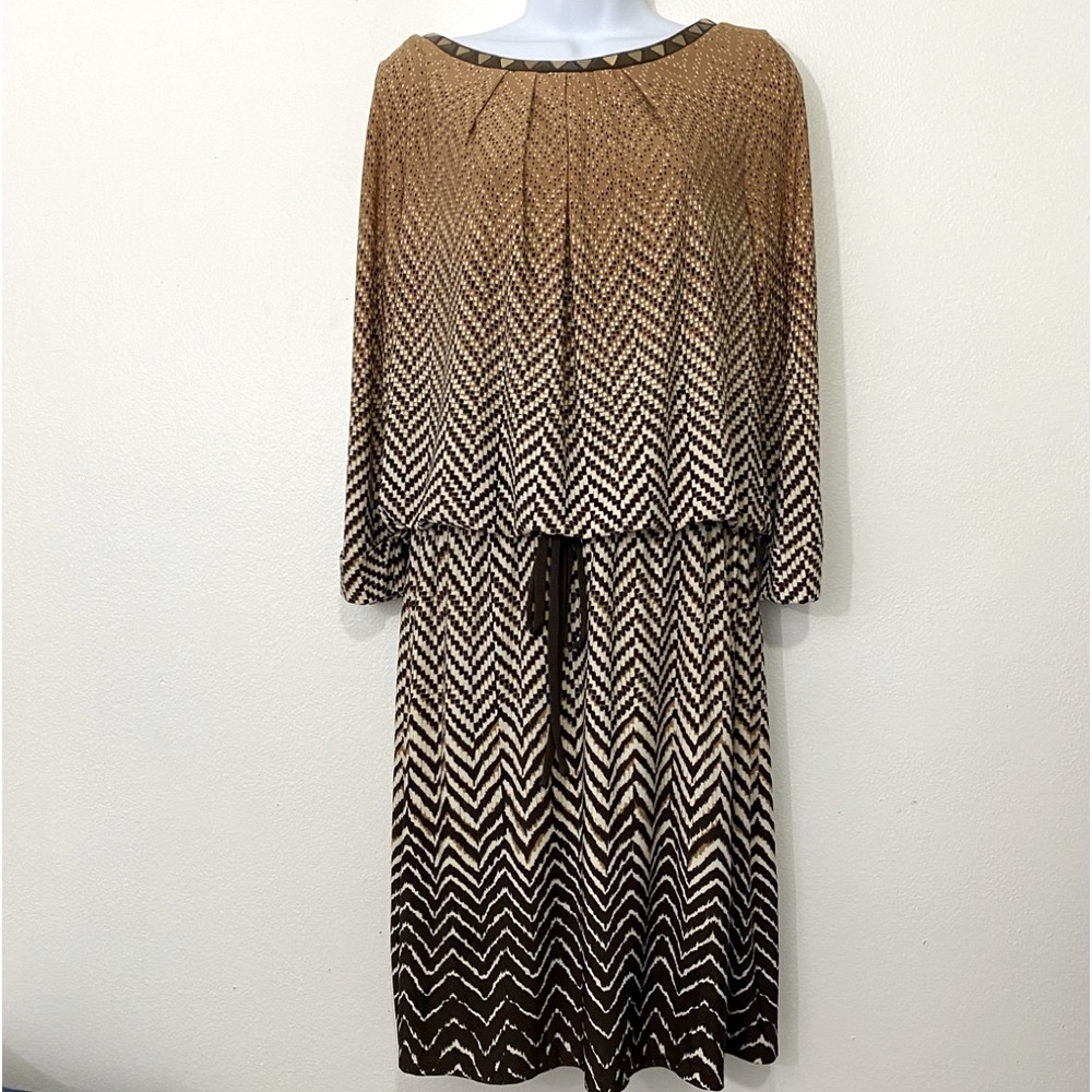 NWT London Times Ladies 10 Brown Long Sleeve Dress